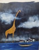 Yusof Majid (Malaysia, 1970), Mixed media on paper 'Giraffe', signed lower right, framed and glazed,