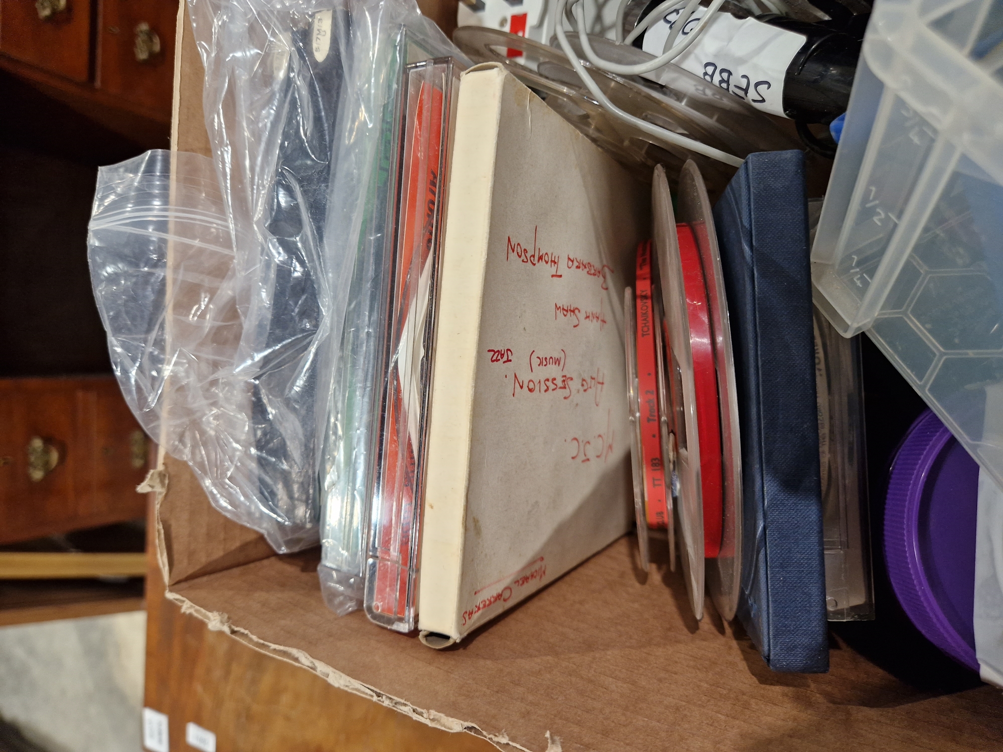 Two boxes of audio HI-Fi items including replacement stylii, reel to reel tapes, headphones, - Image 9 of 9