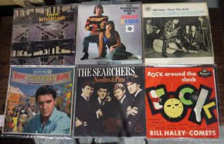 Large collection of approximately 100 interesting popular music vinyl LPs from the 60s, 70's and