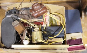 Pair of Boots Ascot binoculars, a vintage Voitlander camera, various books on the subject of the