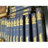 Bound volumes of Punch magazine, blue , gilt decorated cloth, blind stamped boards, years from