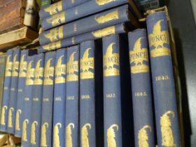 Bound volumes of Punch magazine, blue , gilt decorated cloth, blind stamped boards, years from