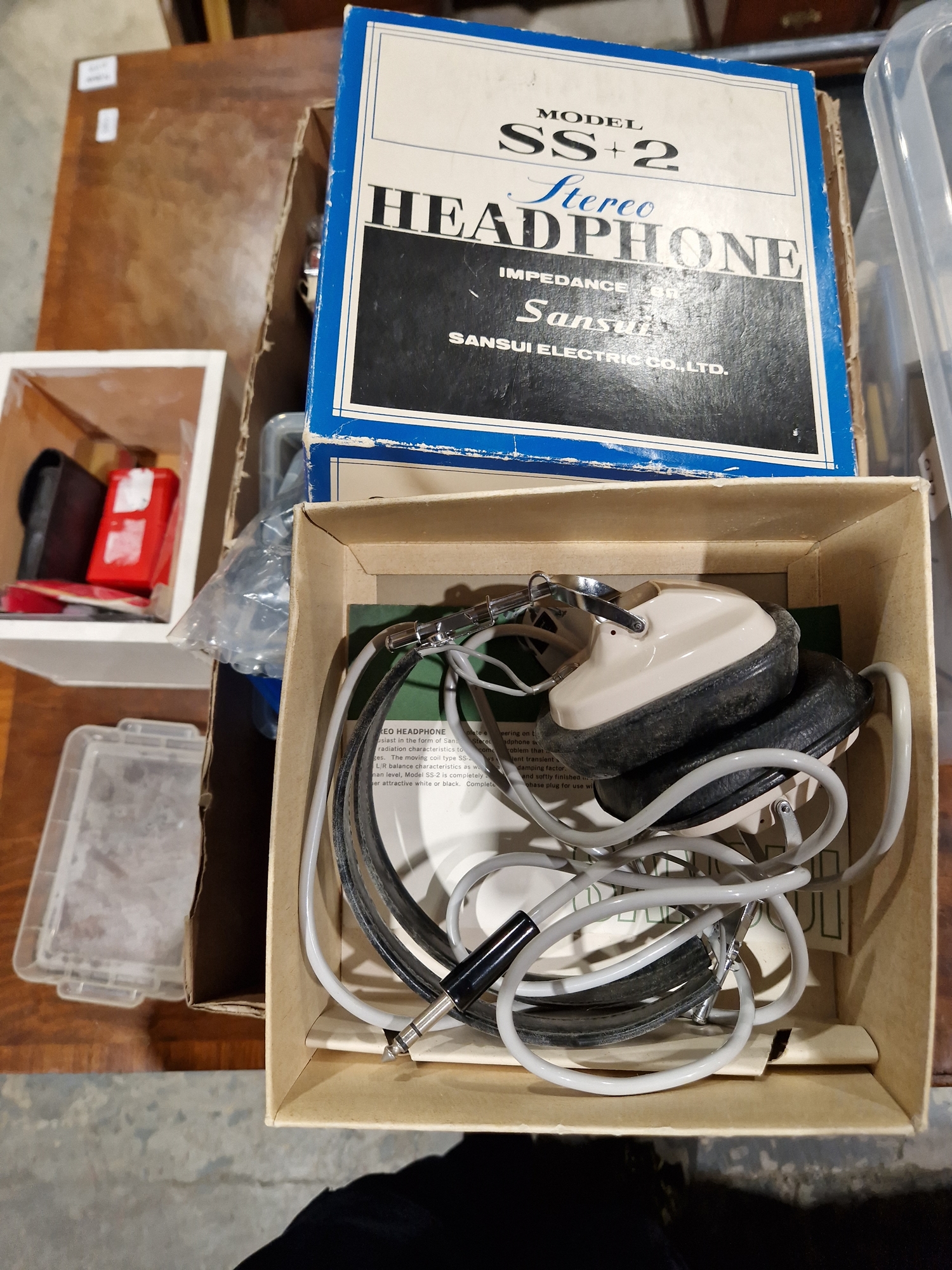 Two boxes of audio HI-Fi items including replacement stylii, reel to reel tapes, headphones, - Image 4 of 9