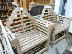 Two Lutyens-style teak garden chairs (2)  Condition Report Wear consistent with time spent