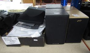 Two pairs of bookshelf speakers: Wharfedale Diamond 9.0 and Gala 3010S and a pair of Sony SS-SR35