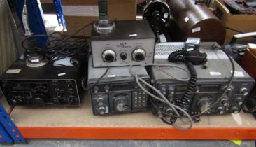 A CB radio set-up including Yaesu Musen transmitter/ reciever, SEM Tranzmatch, another Yaesu Musen