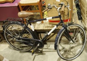 Real Classic 20" bicycle with faux-leather handles and seat with a rear bracket for pannier,  with