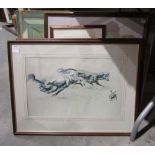 Various framed prints to include Michael Lyne 'Salukis hunting' and 'Greyhound hunting' , framed