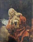 Unattributed Watercolour drawing Copy of "Old Woman Cutting Her Nails" by Rembrandt, 28cm x 22cm