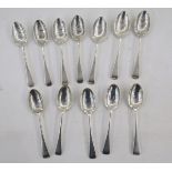 Twelve matched Edwardian silver dessert spoons, old English pattern handles, hallmarked London