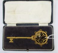 Gilt metal presentation key inscribed 'British Rolling Mills Laboratory 27th May 1959', cased.