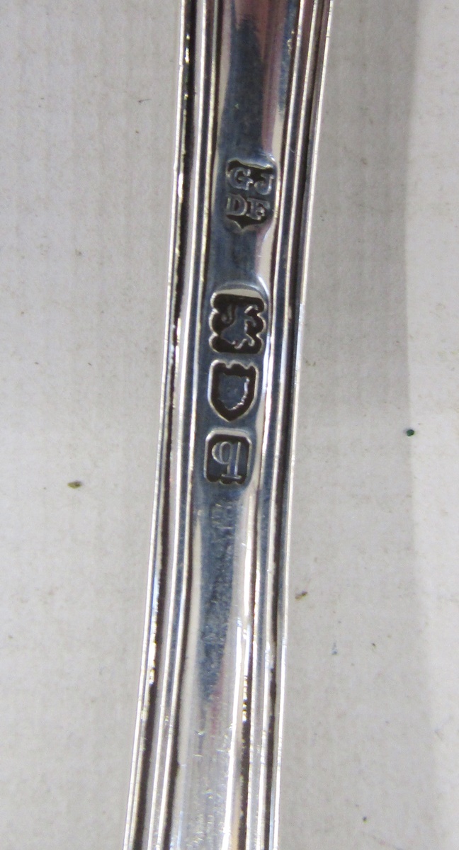 Victorian silver tablespoon, hallmarked London 1846, maker's mark rubbed, together with two - Image 5 of 8