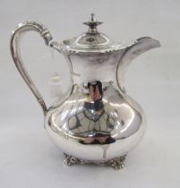 George V silver teapot, raised on four bun style feet, hallmarked Sheffield 1929, by Atkin Brothers,