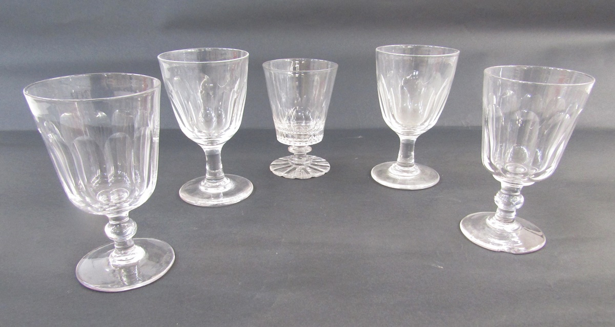 Collection of cut glass goblets and rummers, late 19th/early 20th century, lappet cut above baluster