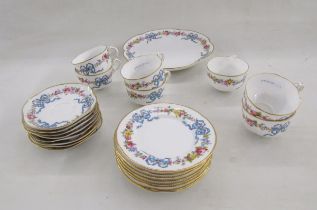 Royal Worcester bone china part tea service, circa 1900, printed puce marks, iron-red pattern no.