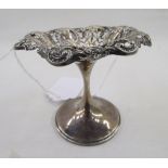 Early George V silver trinket stand, circular with pierced repousse top on flared circular base