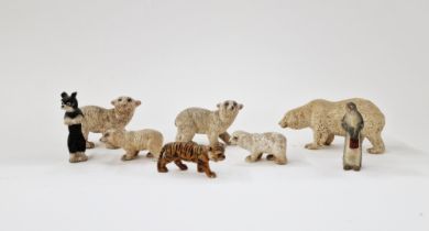 Collection of early 20th century painted plaster small models of animals including a number of polar