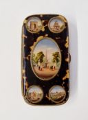 Victorian tortoiseshell and gilt metal-mounted spectacles case, decorated with Grand Tour scenes