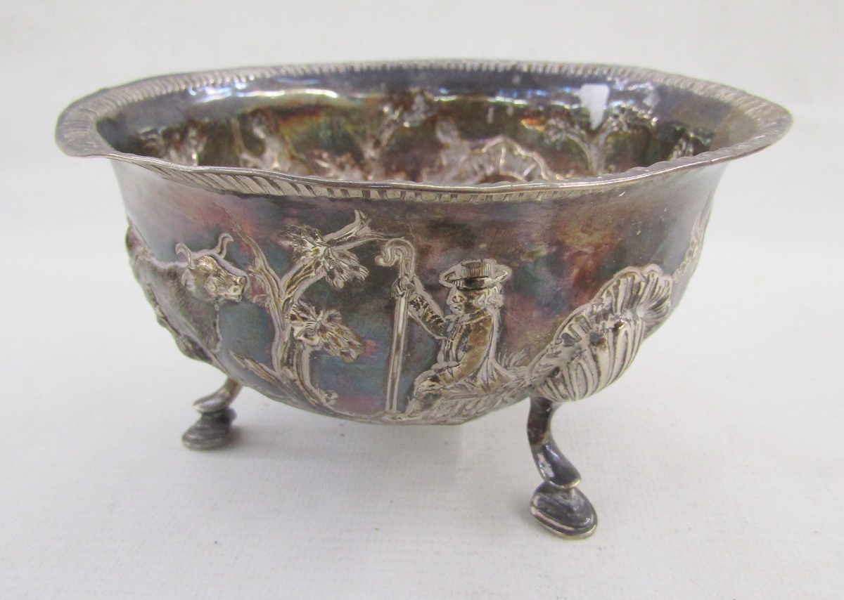 Irish George III silver sugar bowl by Matthew West, engraved and embossed decoration depicting - Image 6 of 8