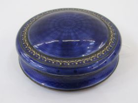 Continental enamel and gilt metal trinket box with blue and gilt enamel and engine turned