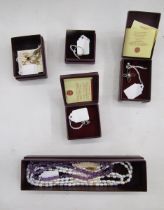 Five various Past Times pieces of jewellery to include two pendants, two rings and an amethyst-