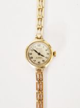 Lady’s 9ct gold Bernex watch, button winding, and the 9ct gold open rectangular link bracelet, 15g