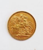 Victorian gold sovereign, young head, 1871