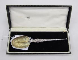 William IV silver berry spoon, London 1835, and a silver-gilt copy of the Coronation Anointing