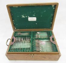 Late Victorian part silver canteen of cutlery, hallmarked London 1892 by Frazer & Haws, comprising