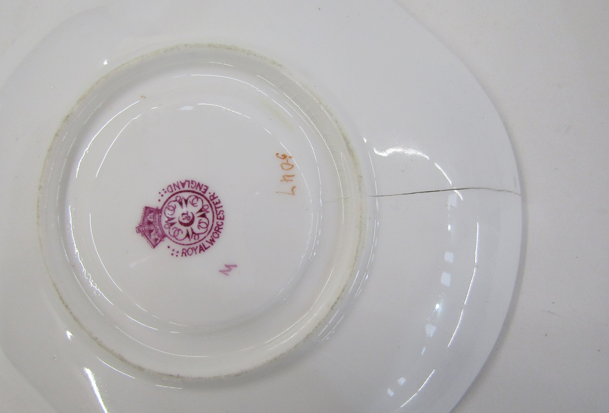 Royal Worcester bone china part tea service, circa 1900, printed puce marks, iron-red pattern no. - Image 8 of 16