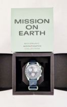 Omega Swatch Speedmaster Moonswatch 'Mission on Earth' quartz movement, on original strap in