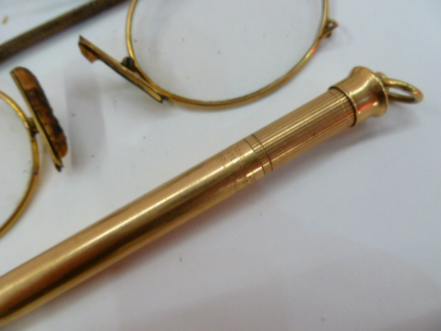 Vintage rolled gold Mordan Everpoint propelling pencil and three early 20th century gilt-metal - Image 2 of 2