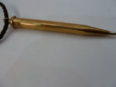 Vintage 9ct gold 'Lady Yard O'Lette' propelling pencil, engine turned, stamped, with gold-plated,
