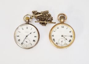 Early 20th century silver cased pocket watch by J W Benson, the enamel dial having Roman numerals