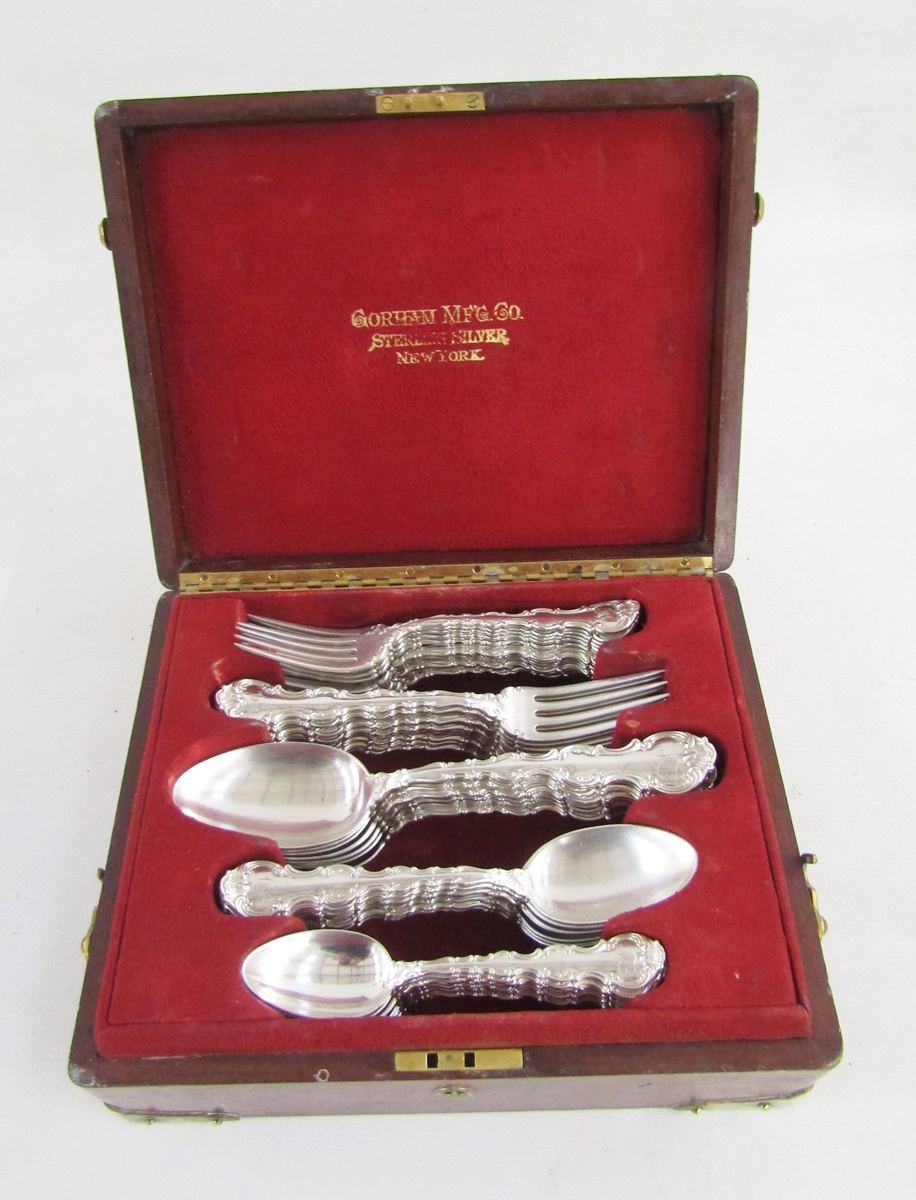 Late 19th century American silver twelve-piece canteen by Gorham Manufacturing Company (New York),