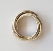 Tiffany & Co silver triple-band ring with original pouch and box approx size H Condition Report