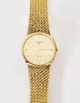 Gent's Longines quartz dress watch, stainless steel case with gold-plated mesh bracelet, no.1506773