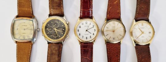 Gent's Rotary 380M quartz wristwatch on leather strap and four other wristwatches, one being a Timex