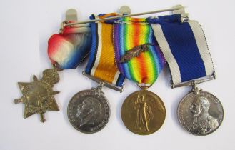 Four piece WWI medal group awarded to William Hunter, 198591, comprising 1914-15 star, 1914-18 war