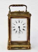 Victorian brass-mounted striking and repeating carriage clock, the white enamel dial named for '