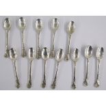 George V set of twelve shell bowled coffee spoons, hallmarked London 1927, makers marks rubbed,