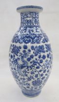 Chinese porcelain blue and white oviform vase, apocryphal six-character Kangxi mark, probably 19th