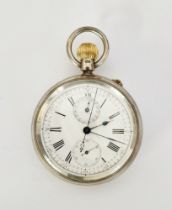 Victorian silver cased chronograph pocket watch 'The Ascot', patent 20th June 1887, the enamel