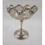 George V silver bon bon dish by Mappin & Webb, with pierced filigree border, on slender stem with