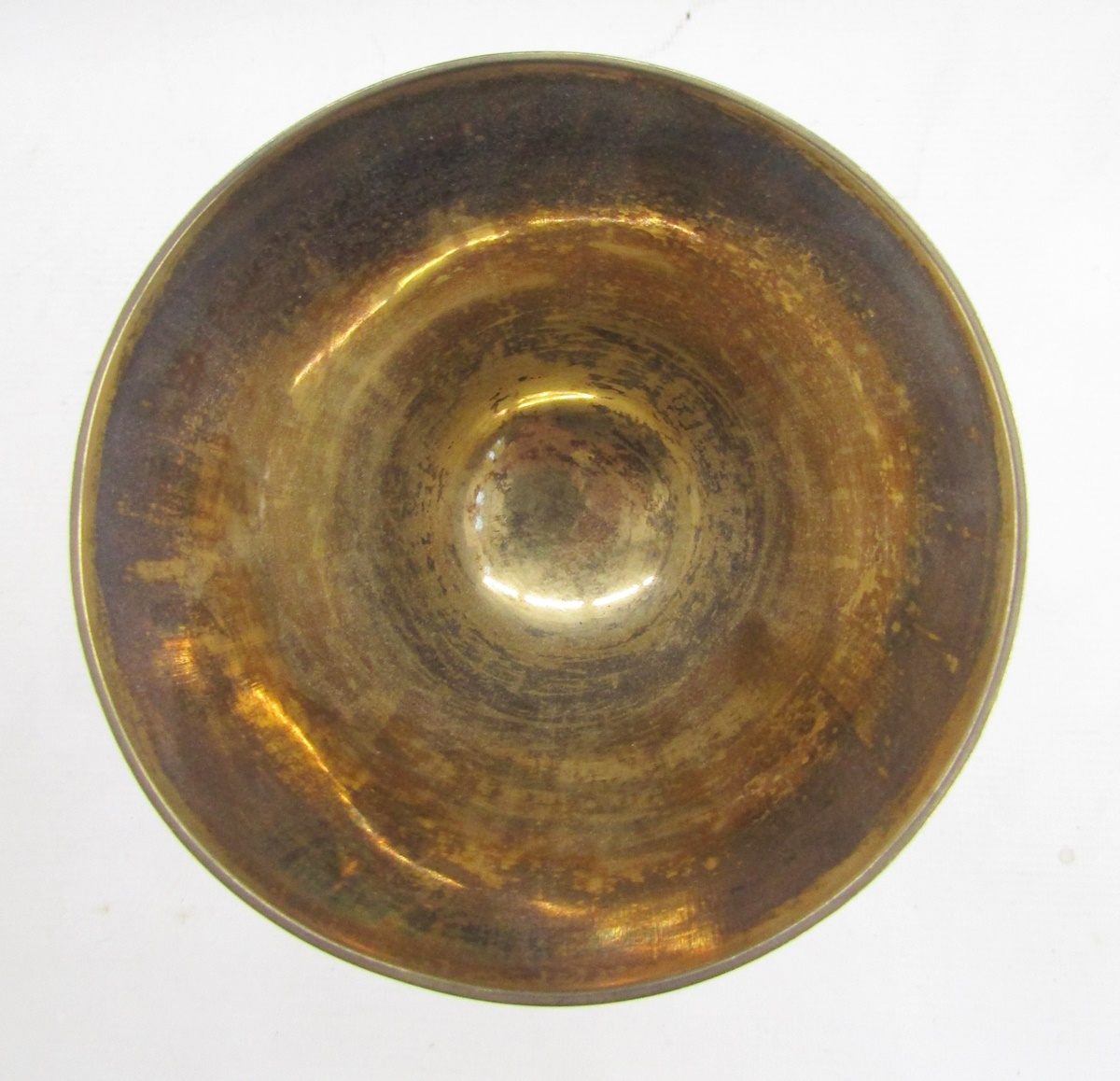 Silver-gilt chalice with tapered bowl, the lobed knop inset with cabochon green and red glass - Image 6 of 8