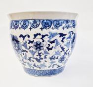 Large Chinese porcelain blue and white jardiniere, of baluster form, painted with flower sprays