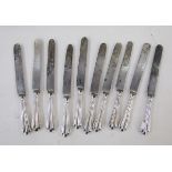 Set of ten 19th century silver plated knives by Elkington & Co, rd no 324624, the blades stamped