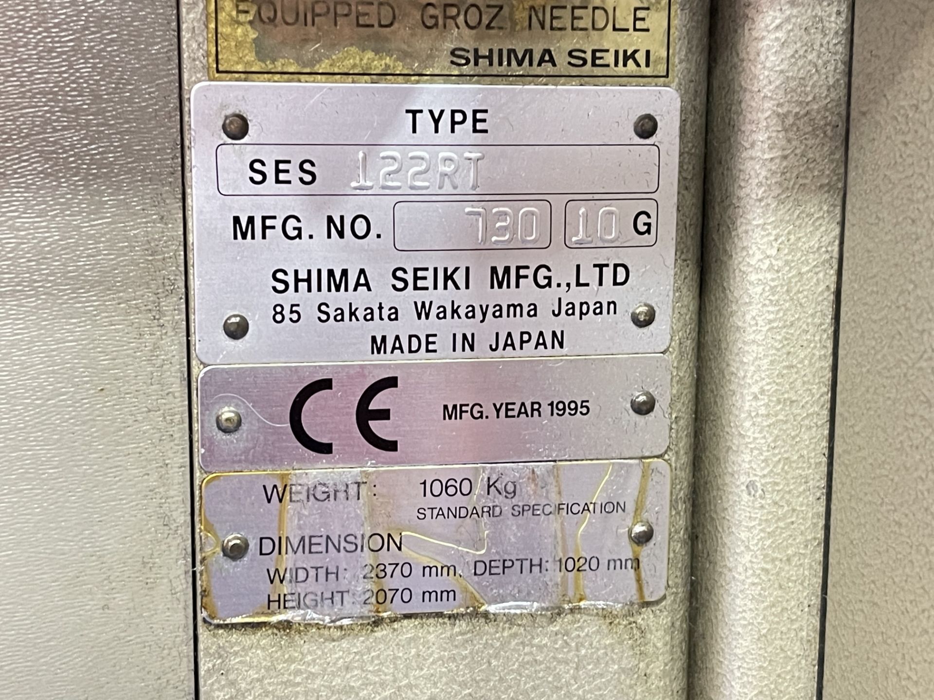 Shima Seiki SES122RT Computerised 10 Gauge Flatbed Knitting Machine - Image 7 of 7