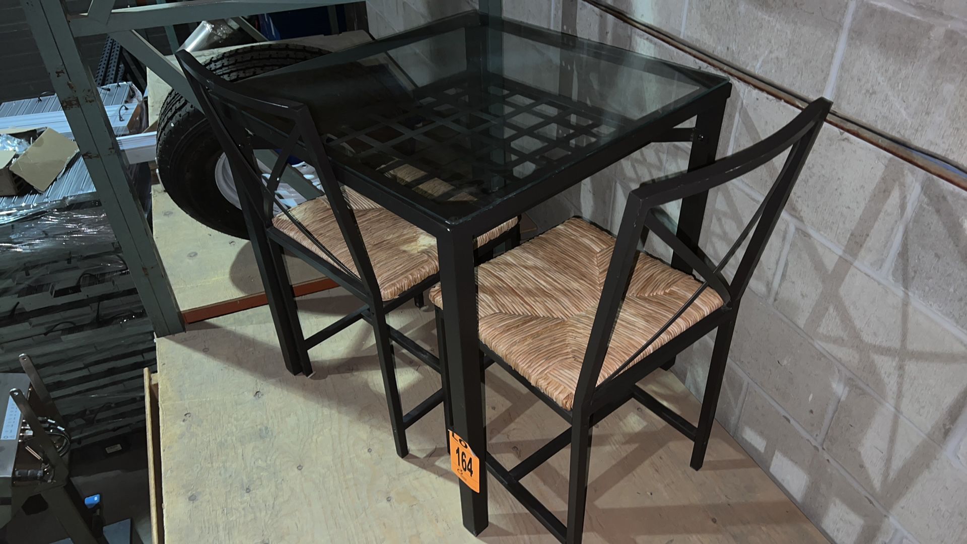 Metal Table w/ Glass Top and (2) Chairs - Image 2 of 2