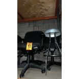 Lot of (3) multi-adjustable padded office chairs and stool
